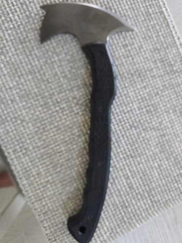 Customer photo review of Handcrafted tomahawk "Takoda" with tribal engraving