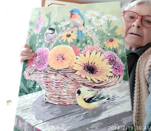 Customer photo review of Fleurs dans un Panier et Oiseaux