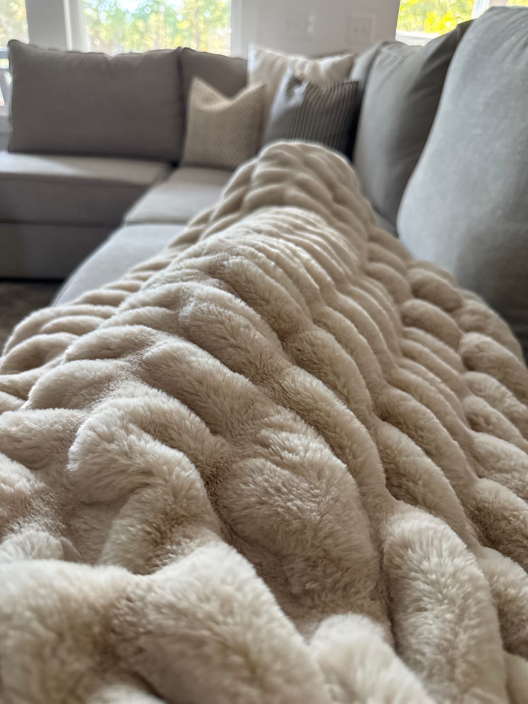 Customer photo review of Hugs Creme Brulee Blanket