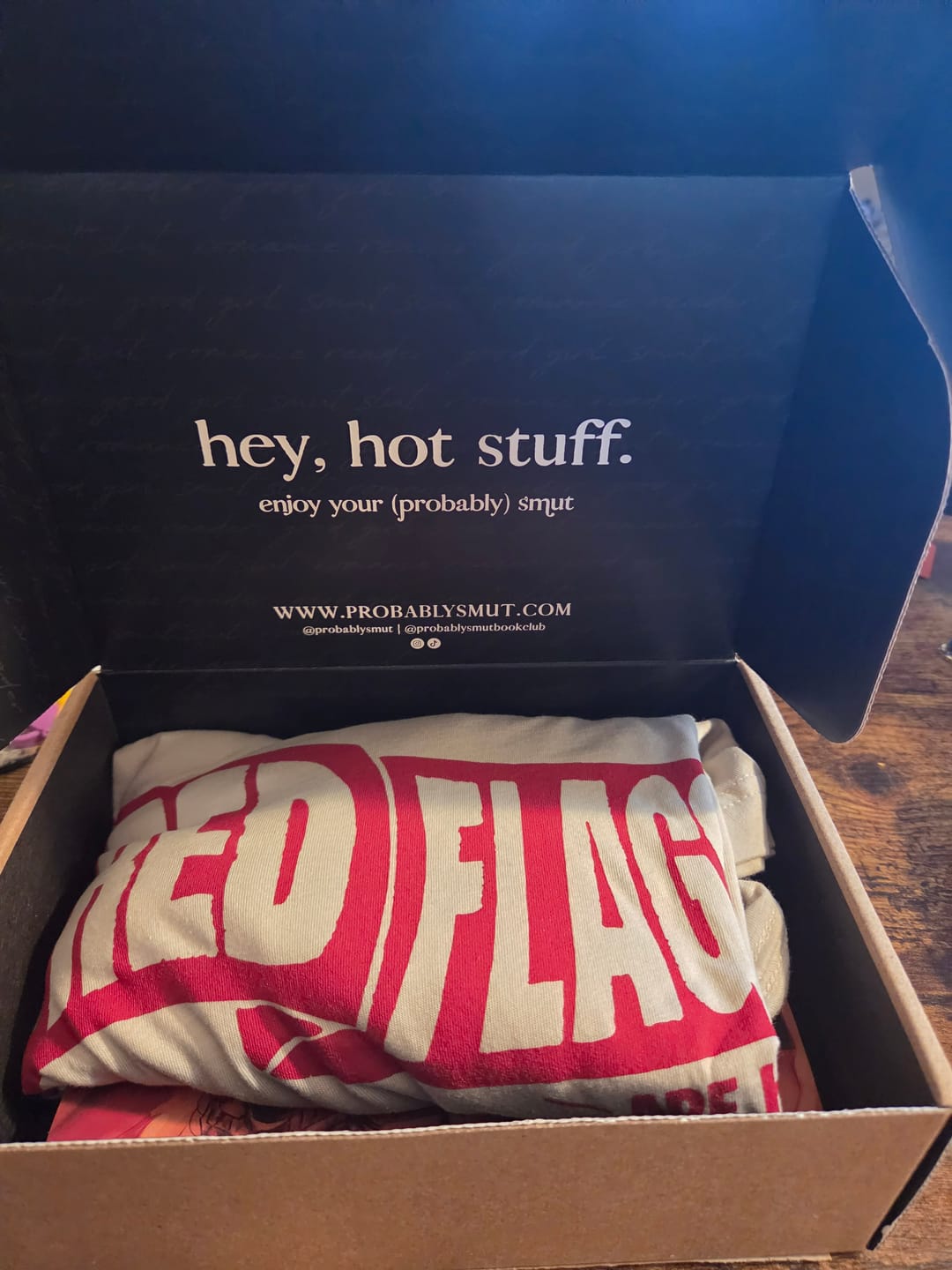 Customer photo review of smut slut book club subscription