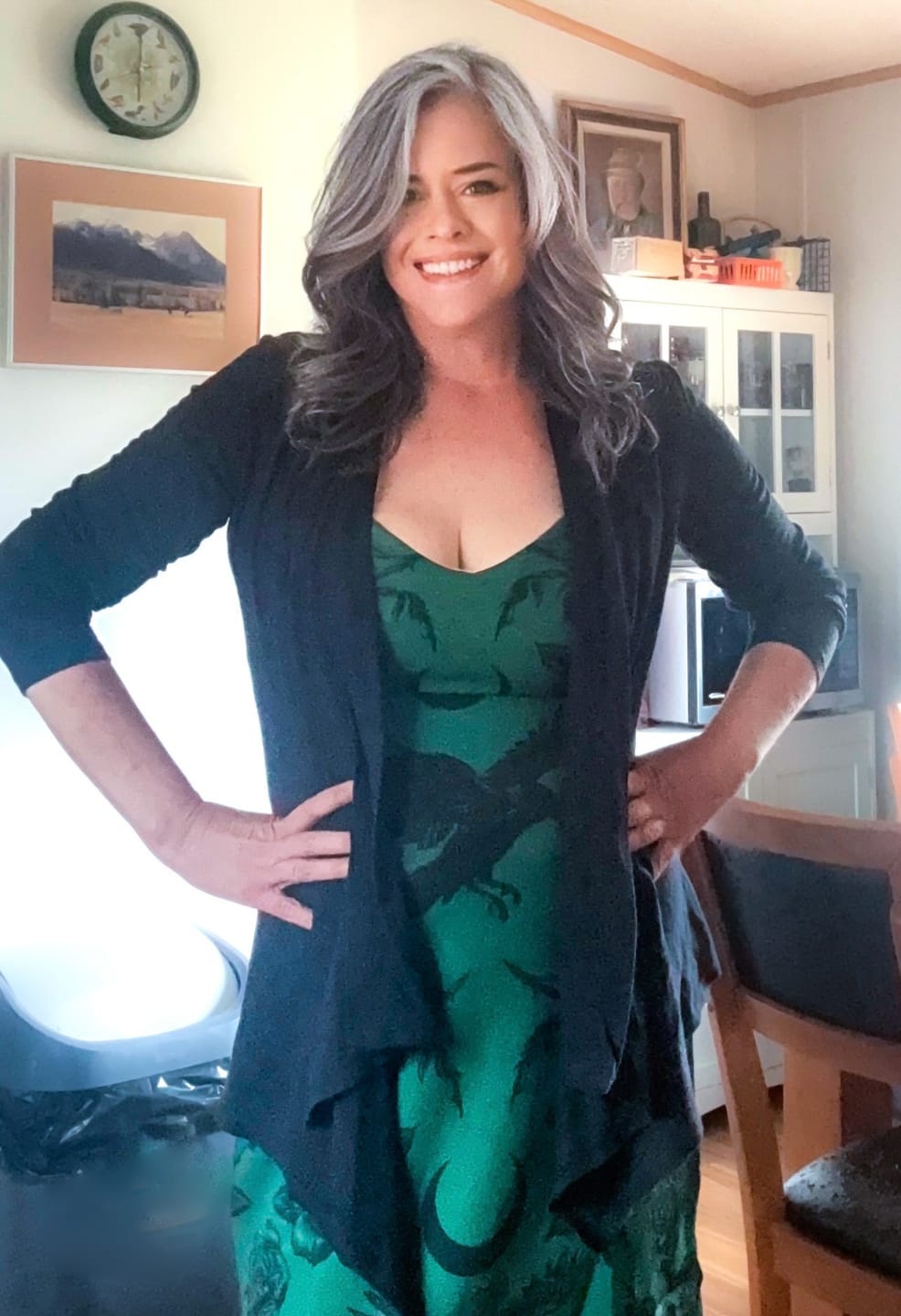 Customer photo review of Emerald Night Slip Dress