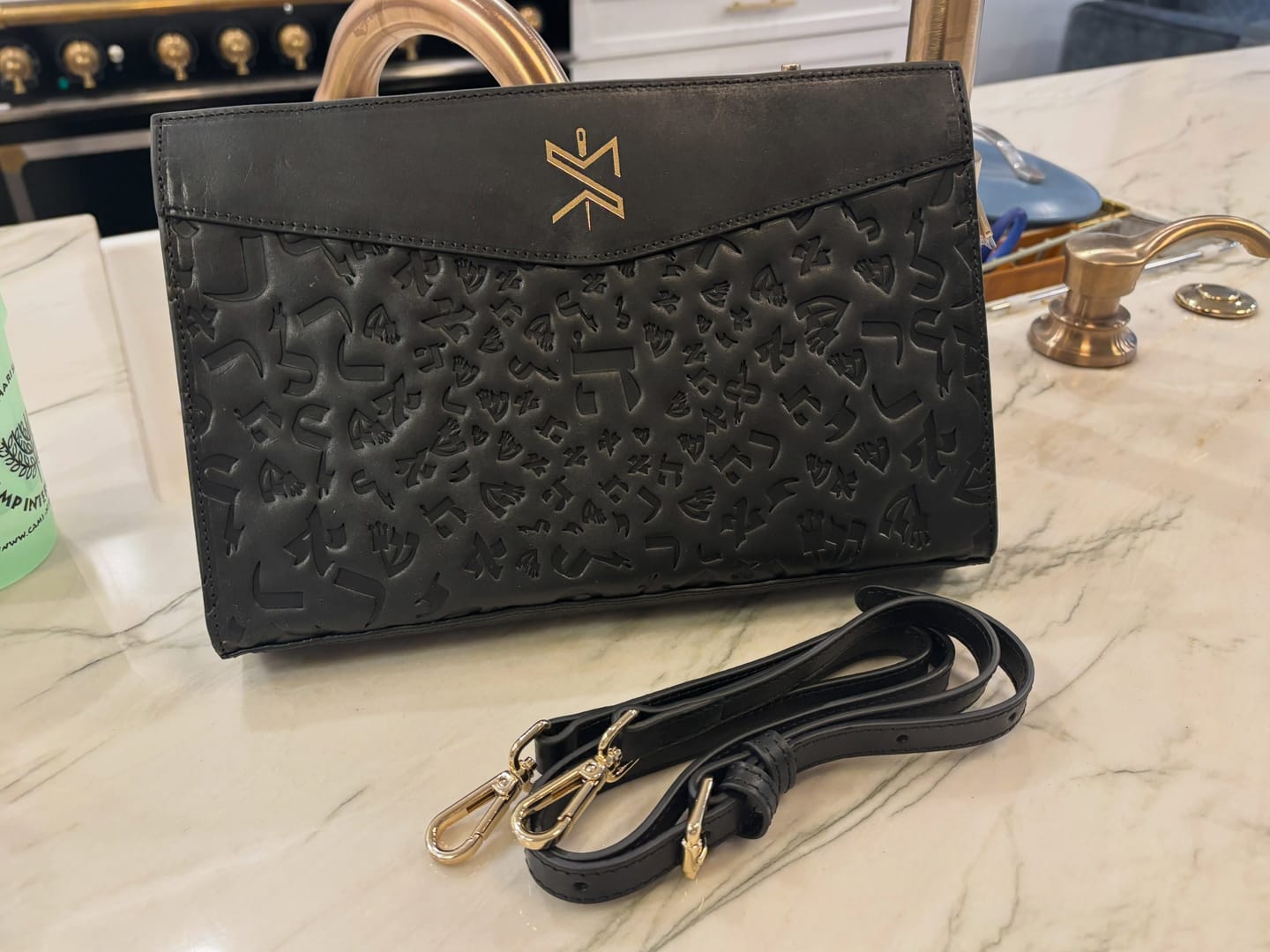 Customer photo review of Ladies Leather Clutch – Israel Letters Black