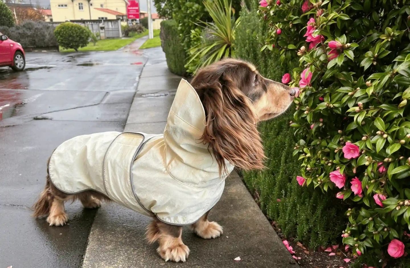 Customer photo review of Dachshund Waterproof Raincoat