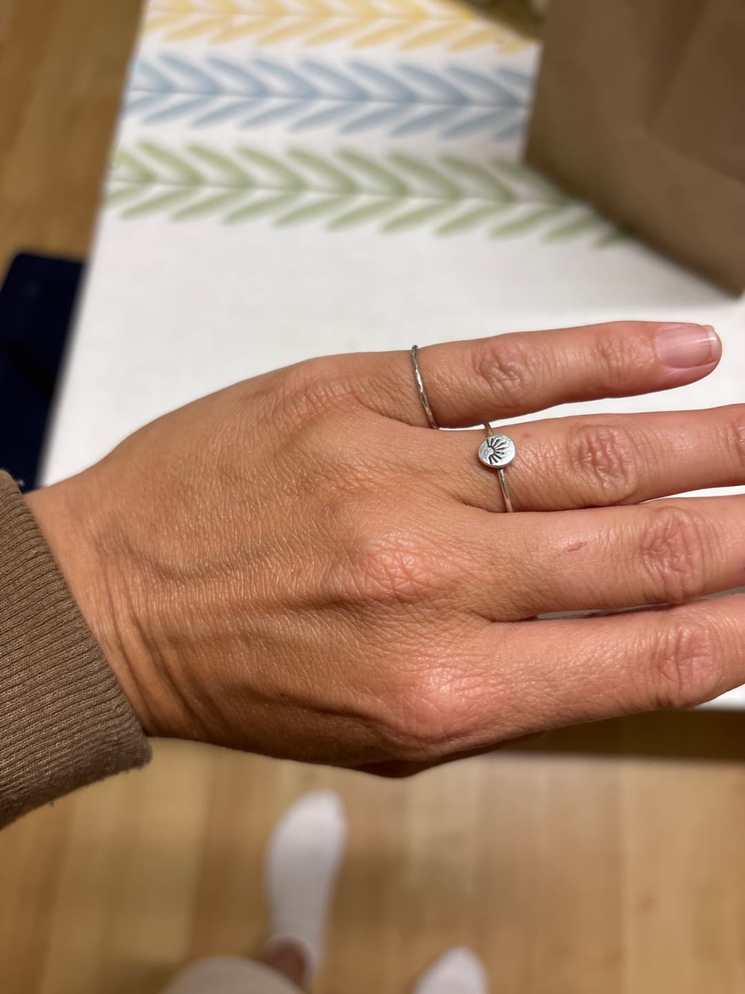 Customer photo review of Sterling Silver Hammered Stacker Ring
