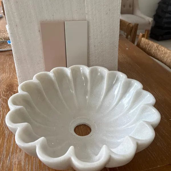 Customer photo review of White Marble Petal Flower Vessel Sink