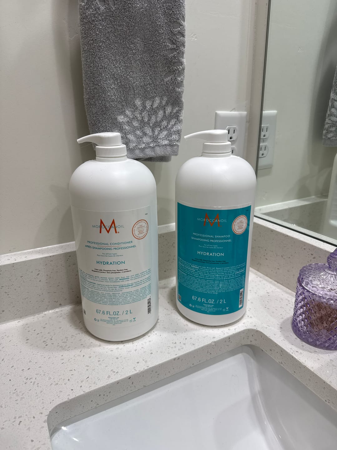 Customer photo review of Moroccanoil Hydrating Shampoo & Conditioner 67.6oz Professional Size Duo Set