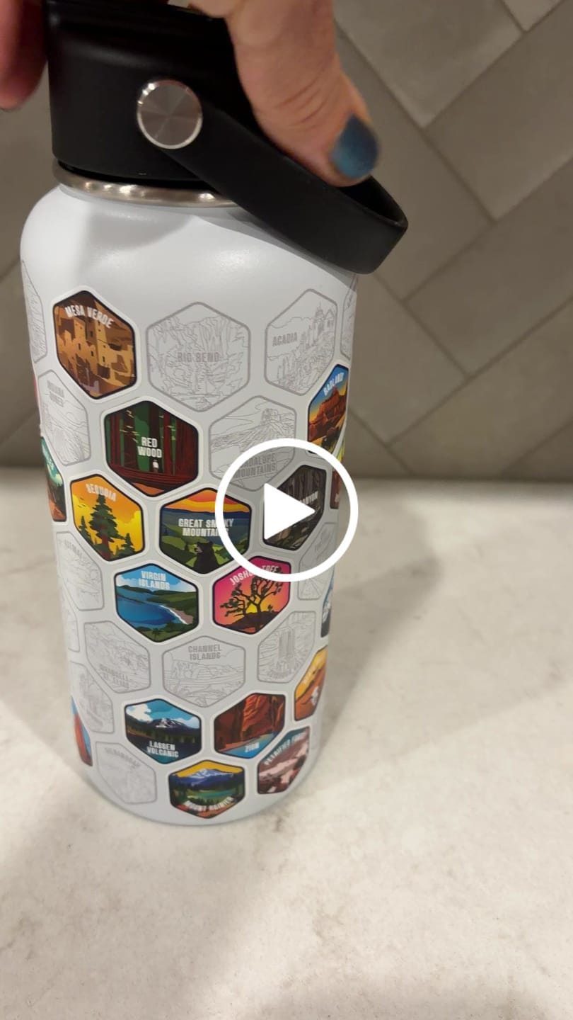 Customer video review of Lets Wander™ National Parks Water Bottle + Stickers