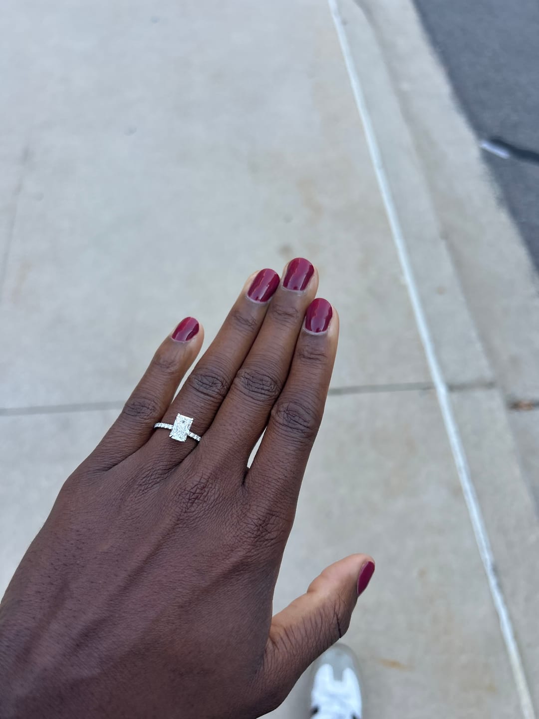 Customer photo review of Casey 1.5 Carat Radiant Cut Hidden Halo Pave Lab Grown Diamond Ring in 18k White Gold