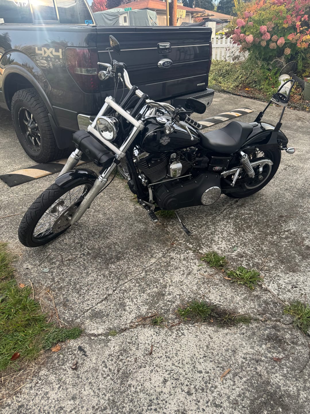Customer photo review of 1L - Dark Age Plain Leather Motorcycle Fork Bag