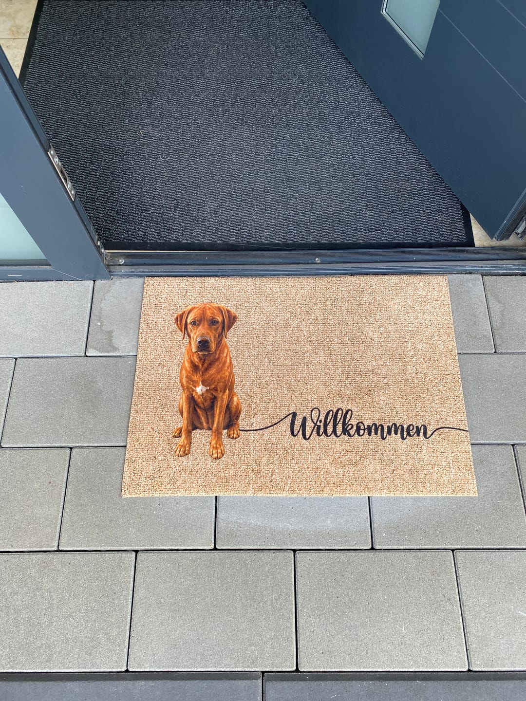 Customer photo review of Personalisierte Fußmatte - Willkommen mit Haustierporträt