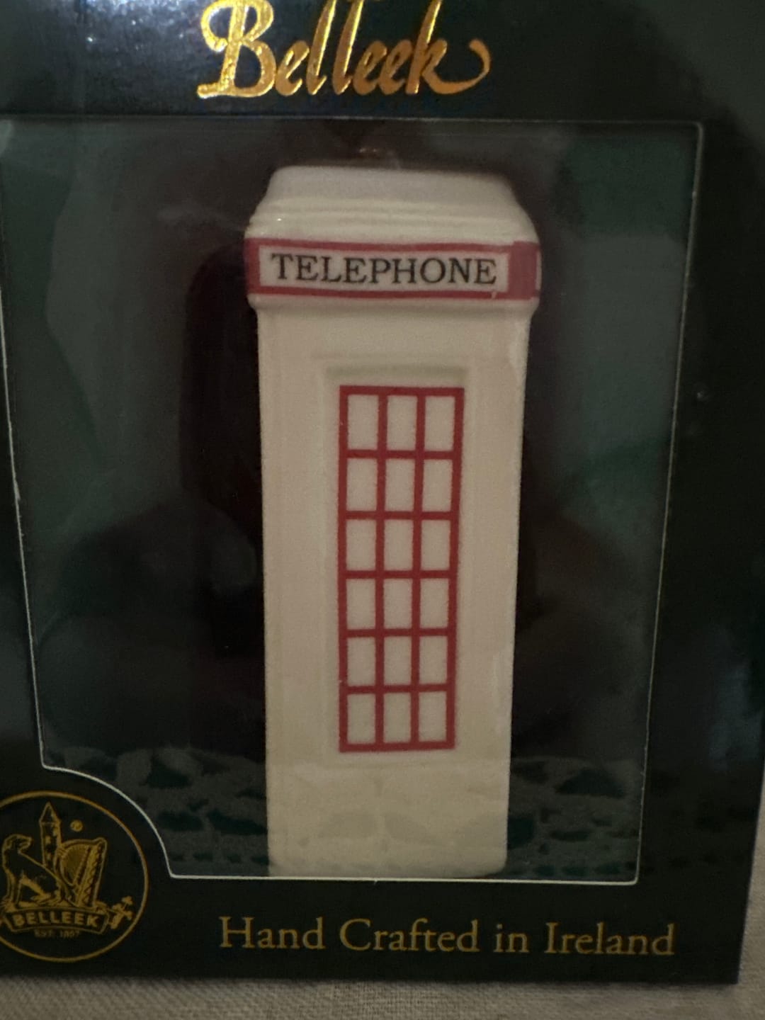 Customer photo review of Belleek Classic Telephone Box Ornament-Red