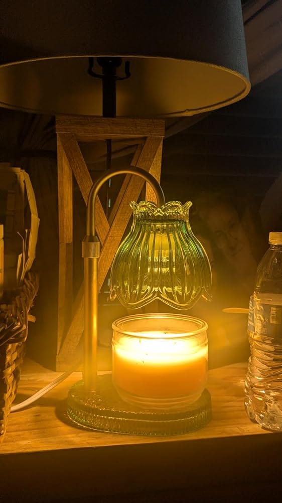 Customer photo review of Green Glass Candle Warmer with Timer