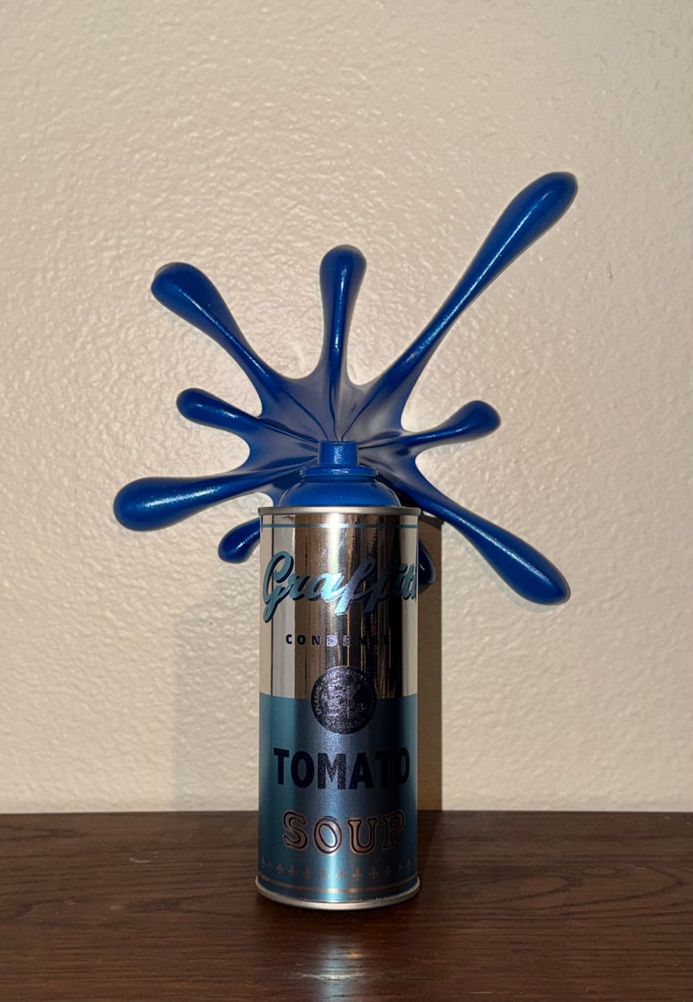 Customer photo review of Blue Chrome Splash-It Graffiti Spray Can Wall Sculpture