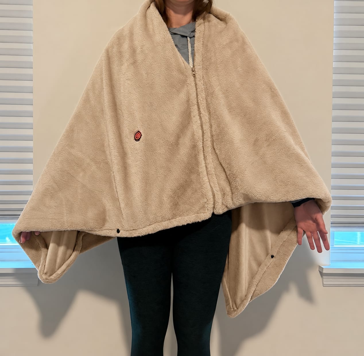 Customer photo review of ShadeEase USB Heated Wearable Shawl