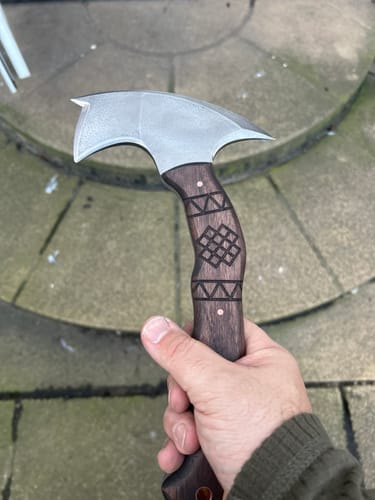 Customer photo review of Compact tomahawk "Tahu" with wooden handle