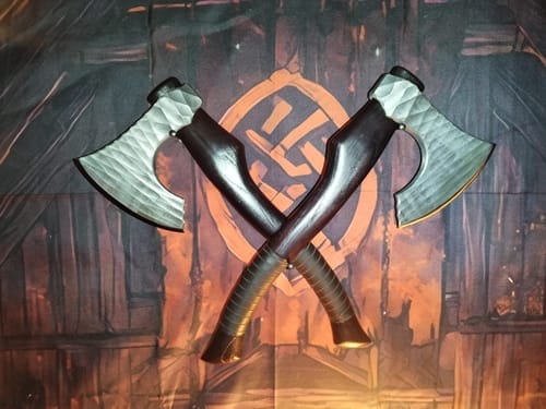 Customer photo review of Viking axe "Vargoks" with leather wrap