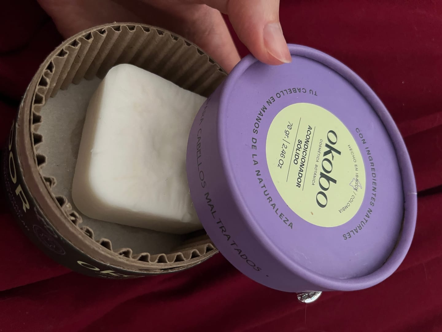 Customer photo review of HIDRATACIÓN PROFUNDA Acondicionador Sólido Okobo