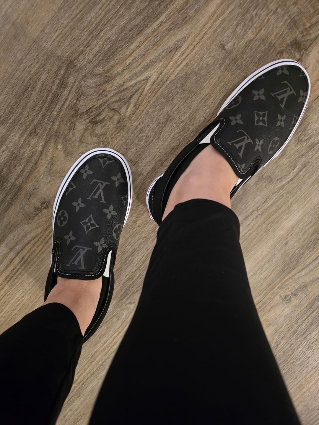 Customer photo review of Black Monogram Slip On