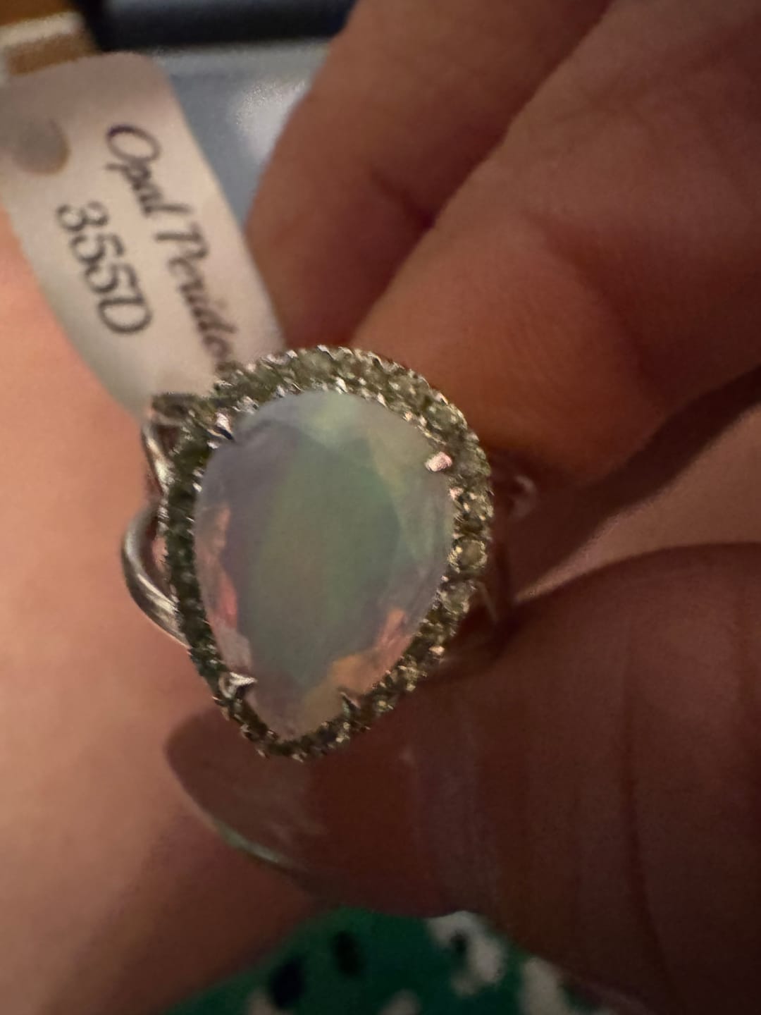 Customer photo review of White Precious Opal with Peridot Pavé Cuff Ring .925 Silver for Transformation, Energetic Protection and a Deeper Connection with Nature