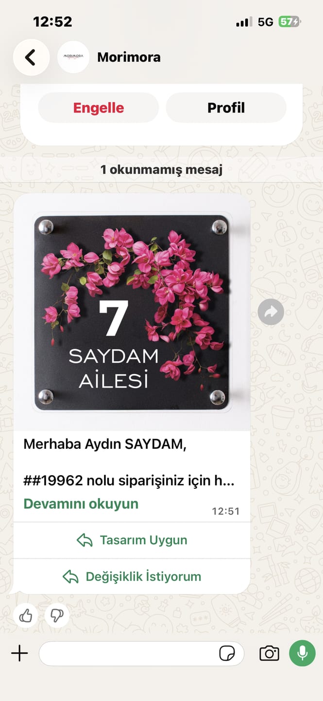 Customer photo review of Kişiye Özel Begonvil Çiçekli Kapı İsimliği