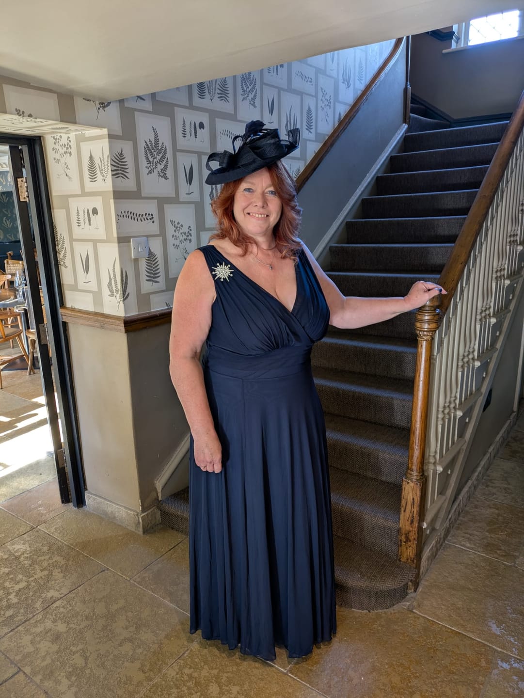 Customer photo review of Nancy Marilyn Solid Navy Mesh Maxi Dress by Scarlett & Jo