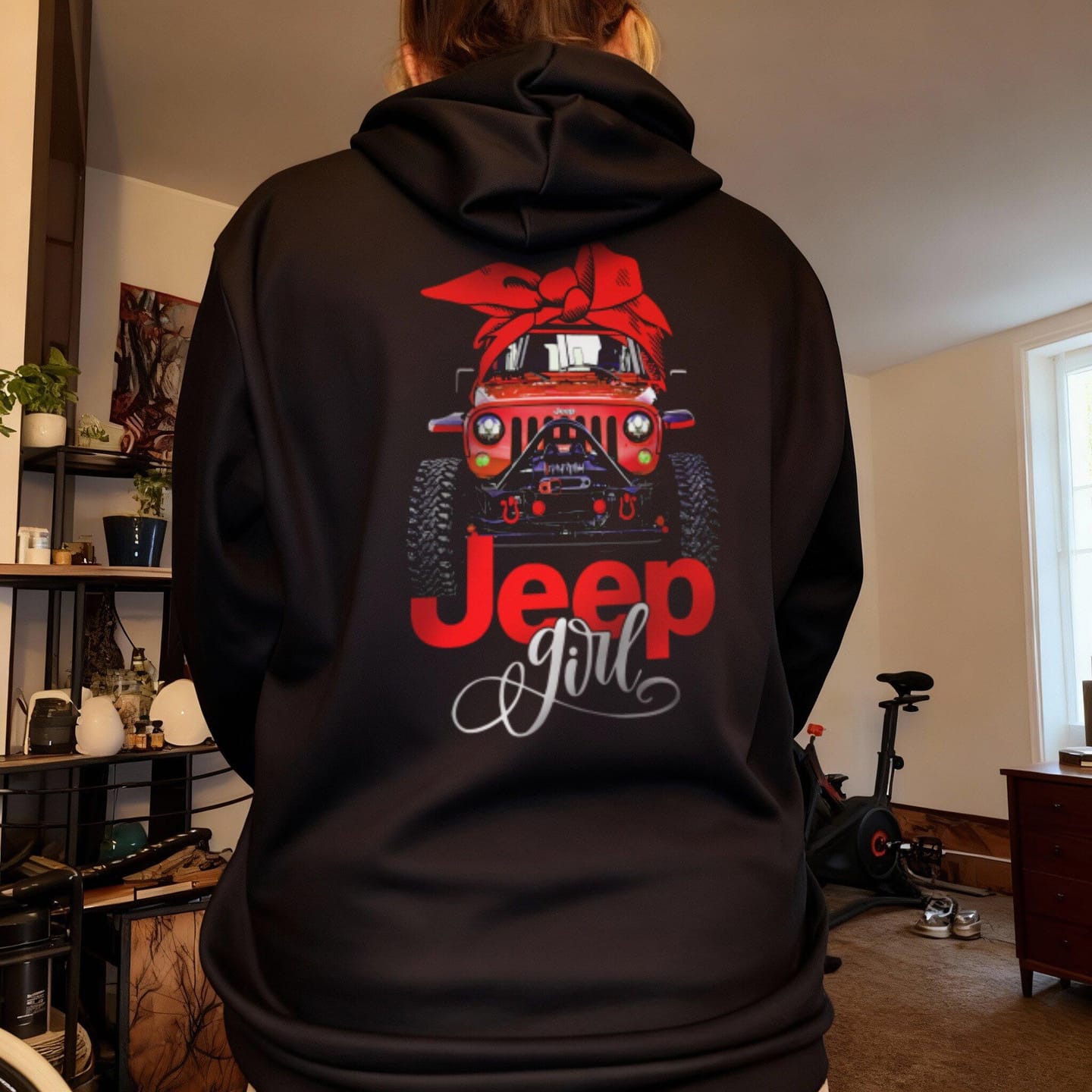 Customer photo review of Multicolor Jeep Girl T-Shirt Zip Hoodie
