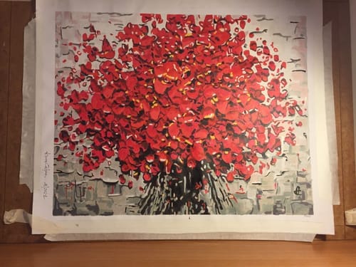 Customer photo review of Fleurs rouges abstraites