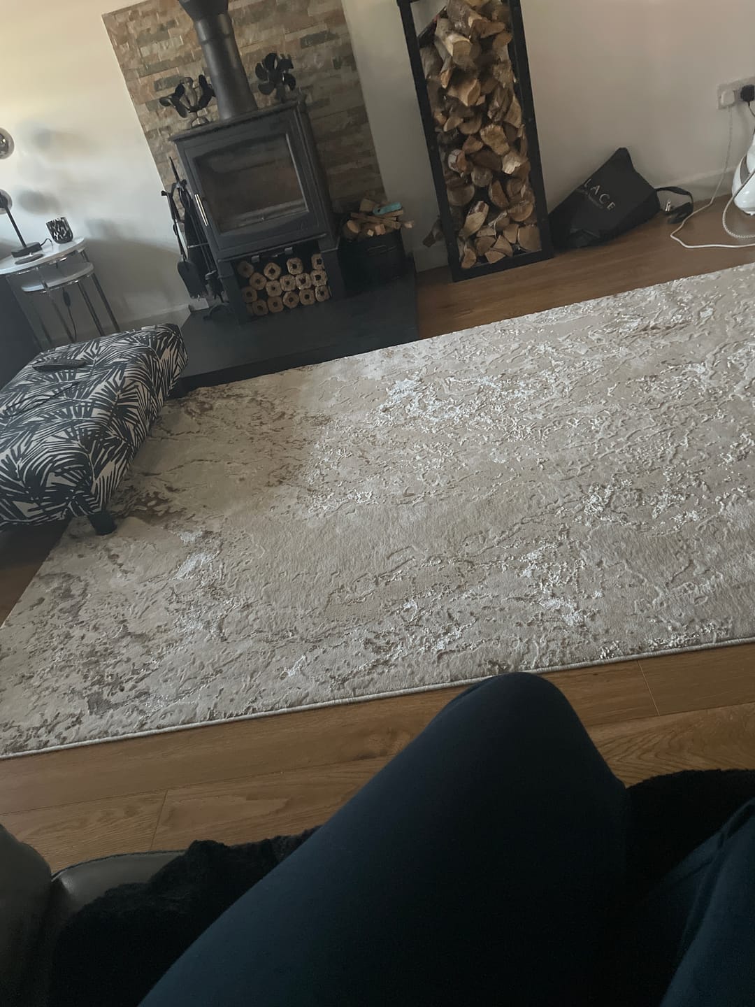 Customer photo review of Emperor Metallic Abstract Rug - Picasso Beige