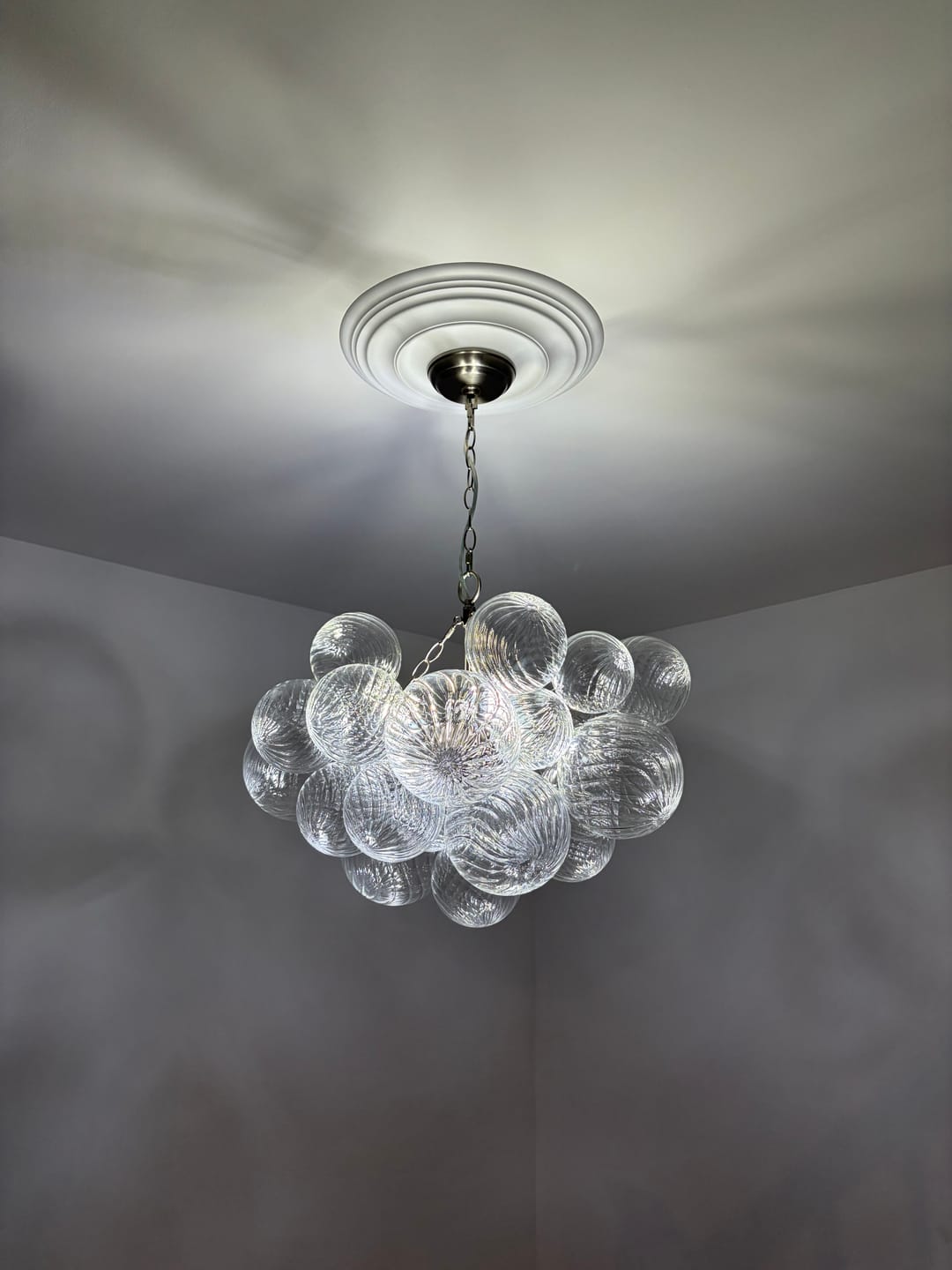 Customer photo review of Modern Cluster Glass Globe Bubble Chandelier