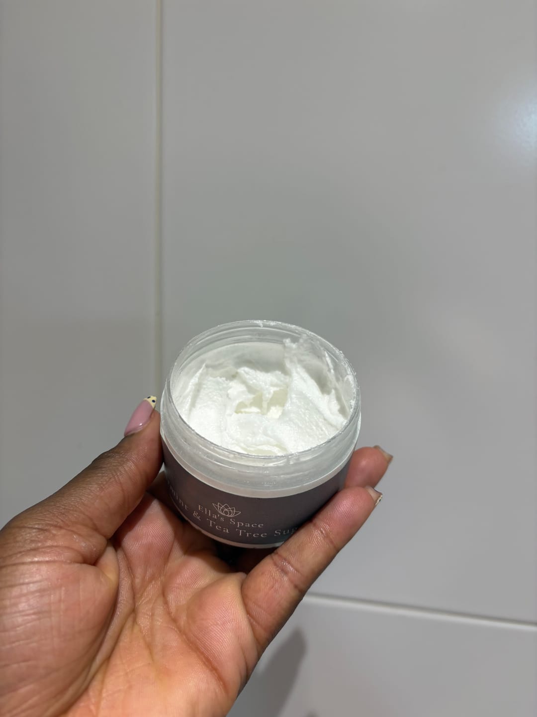 Customer photo review of Sugar Scrub- foaming peppermint sugar scrub- for combination and sensitive skin