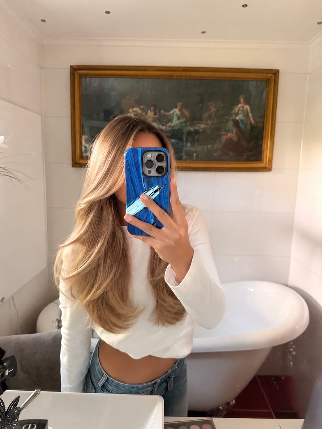 Customer photo review of Blue Two-Tone Phone Case