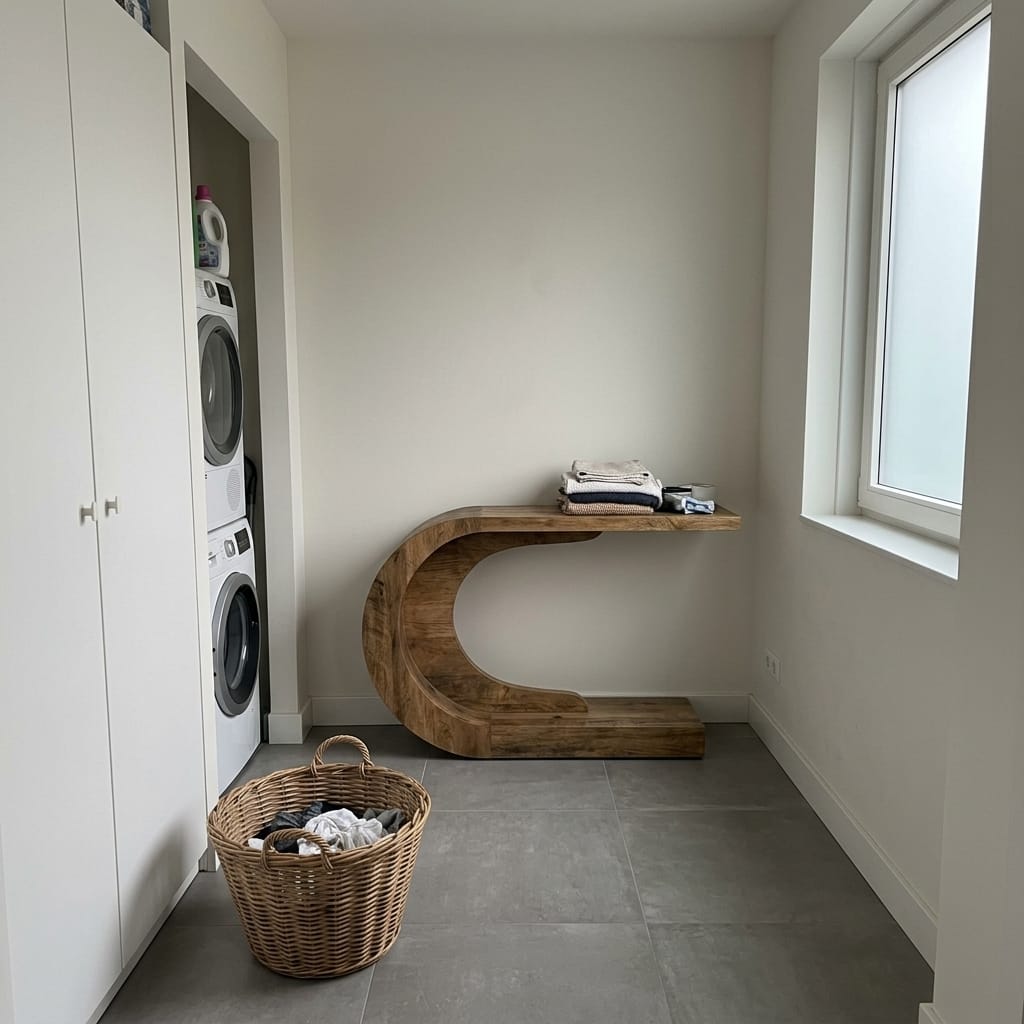 Customer photo review of Sidetable Hout Bruin – Gebogen Design Wandtafel / Haltafel 110 cm – Mid-century Consoletafel – Cordeve LUNA