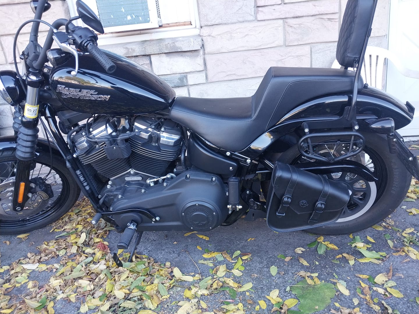 Customer photo review of 3L - Dark Age Plain Leather Motorcycle Swing arm Bag For Harley Softail