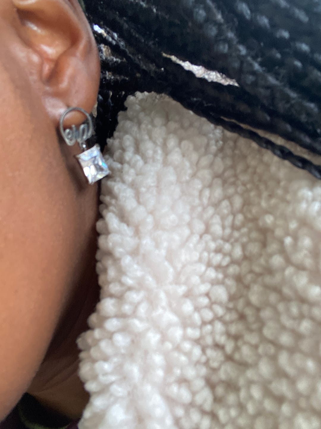 Customer photo review of Silver Era Square Drop Earrings
