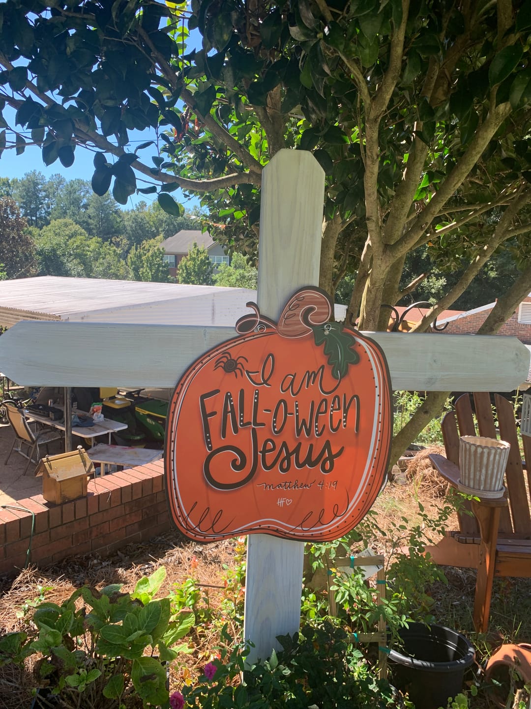 Customer photo review of I am FALL-O-WEEN JESUS Pumpkin