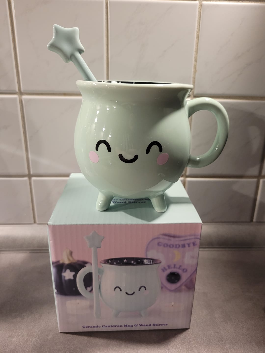 Customer photo review of Hexenkessel-Tasse in Mintgrün mit Zauberstab-Rührer
