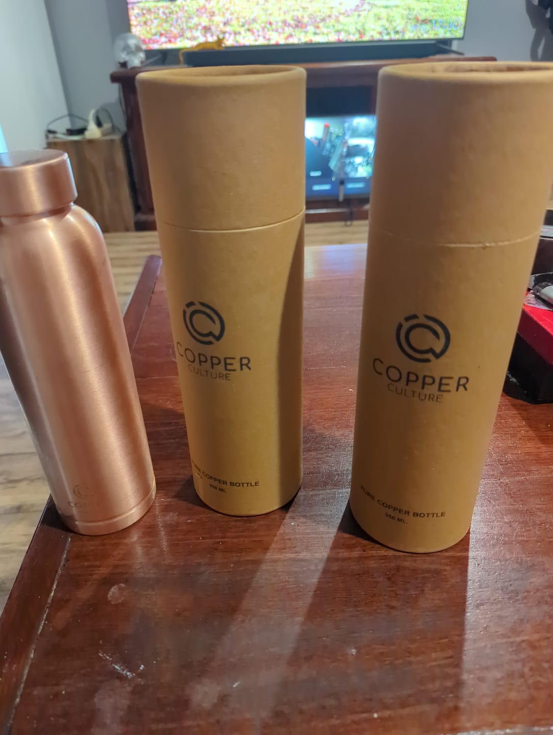 Customer photo review of Hammered Copper Gift Set - 2 Bottles & 2 Cups
