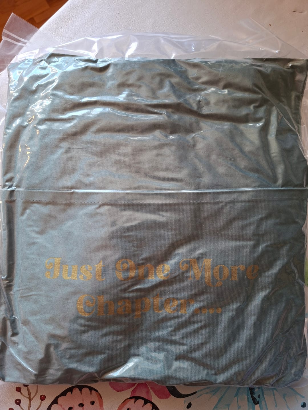 Customer photo review of Kissen mit Buchtasche – Just One More Chapter