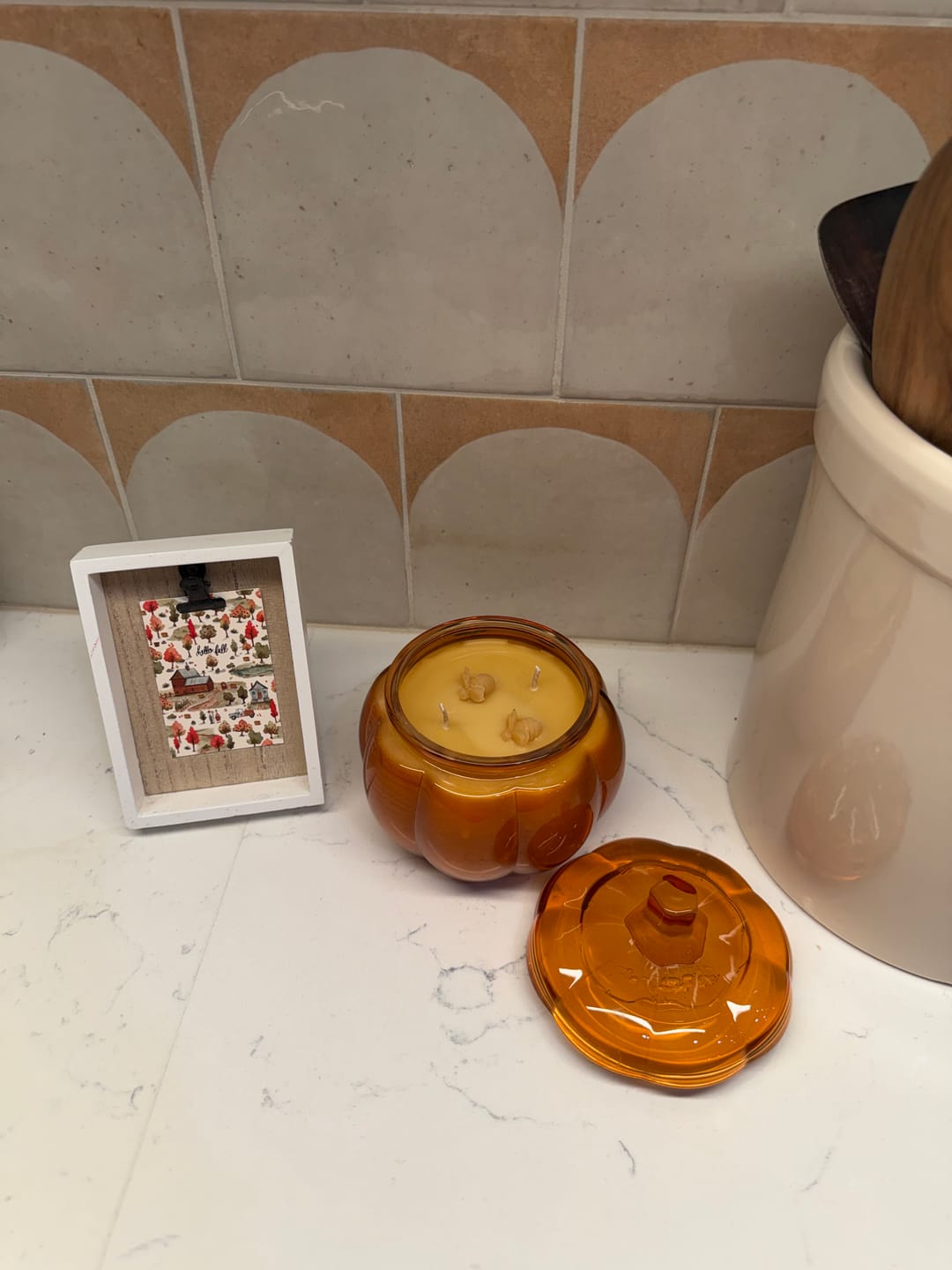 Customer photo review of Limited Edition 20oz Pumpkin Beeswax Candle