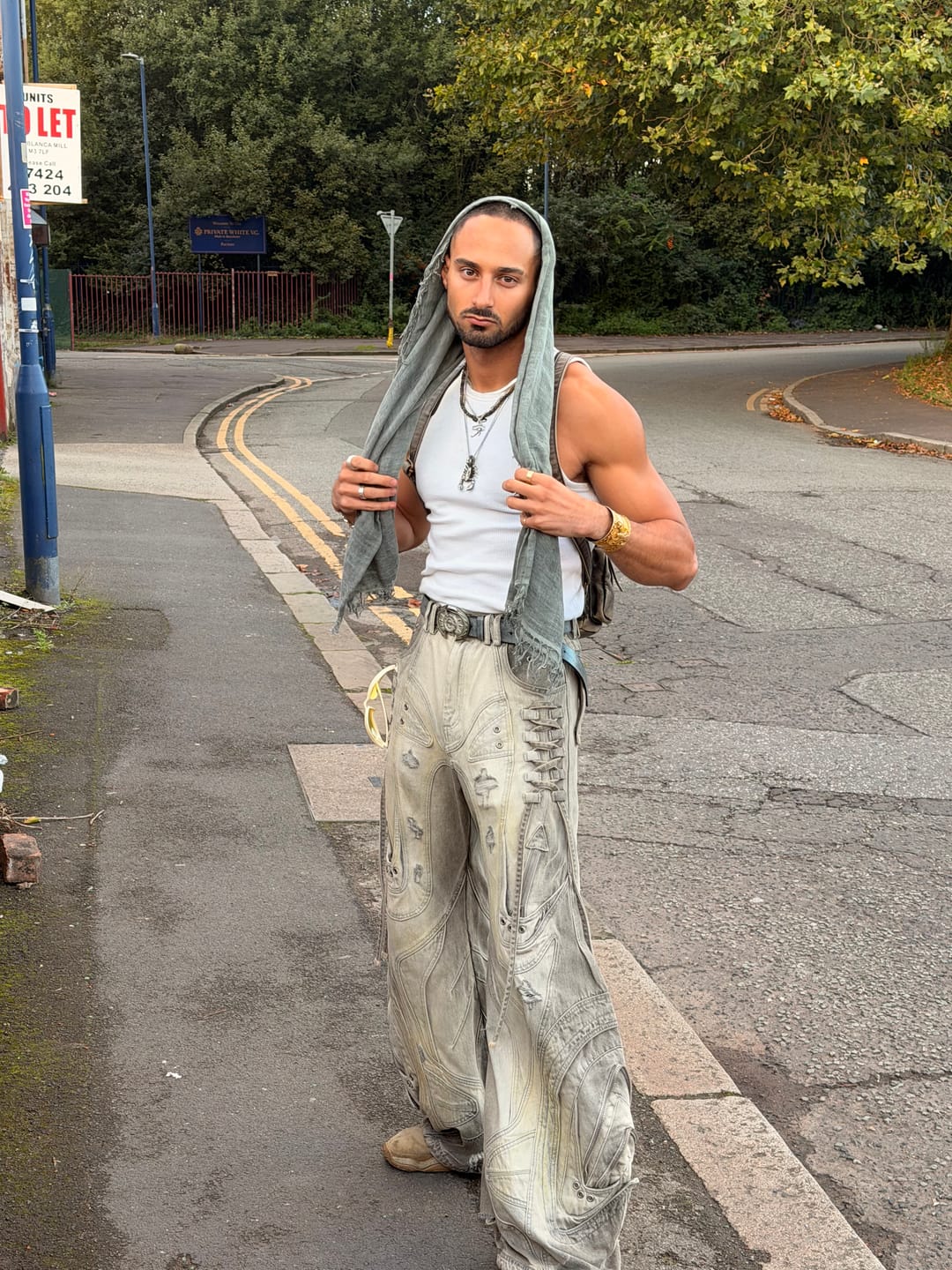 Customer photo review of Deconstructed Flared Patchwork Denim Jeans White(HL6380)