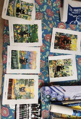 Customer photo review of Mini Peinture par numéros 15x20cm (6 pièces) - Chat Style Claude Monet