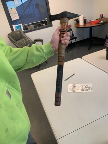 Customer photo review of Hand-forged Gagegizhig tomahawk