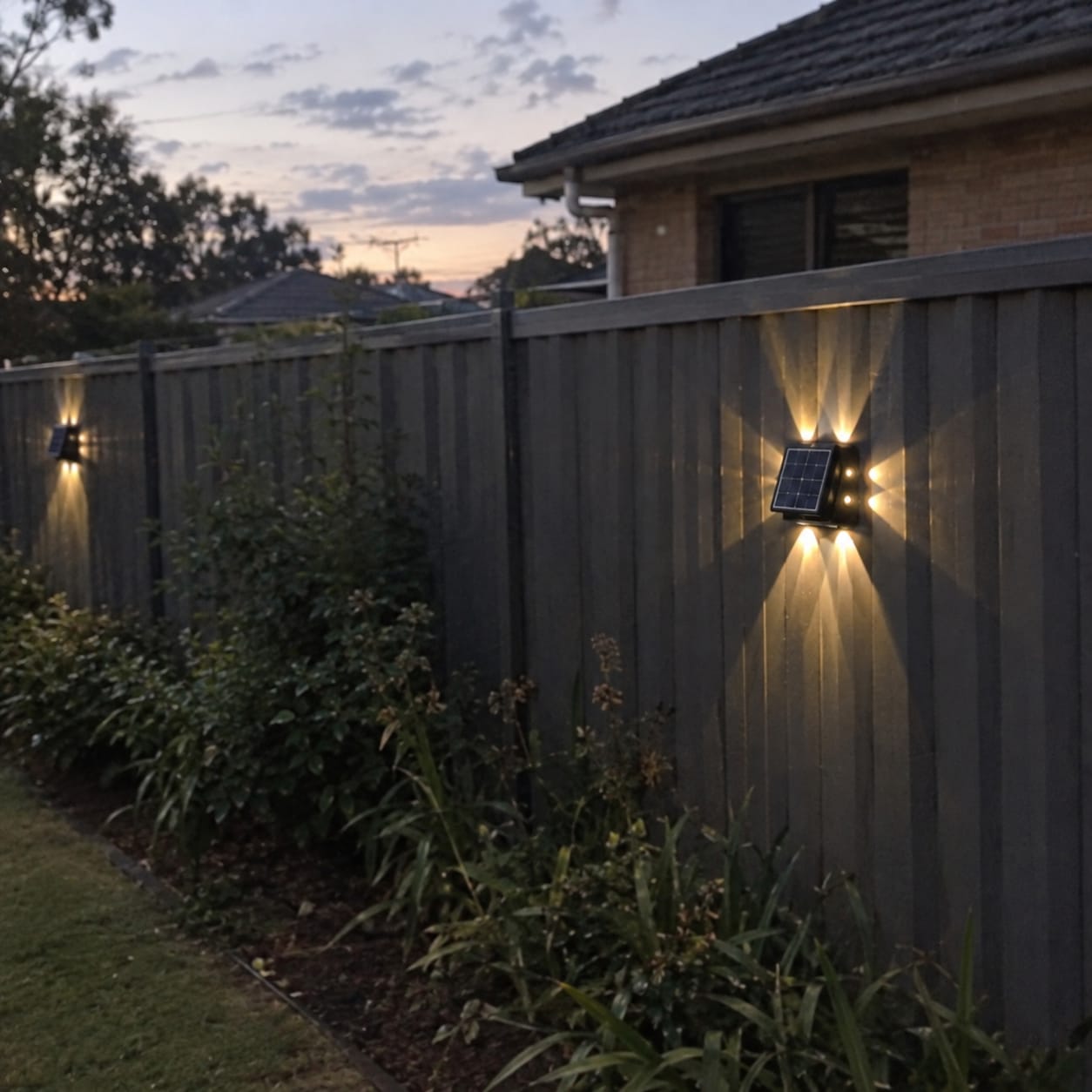 Customer photo review of 4-Way Beam Solar Wall Lights | Warm/Cool White/RGB | IP65 Waterproof