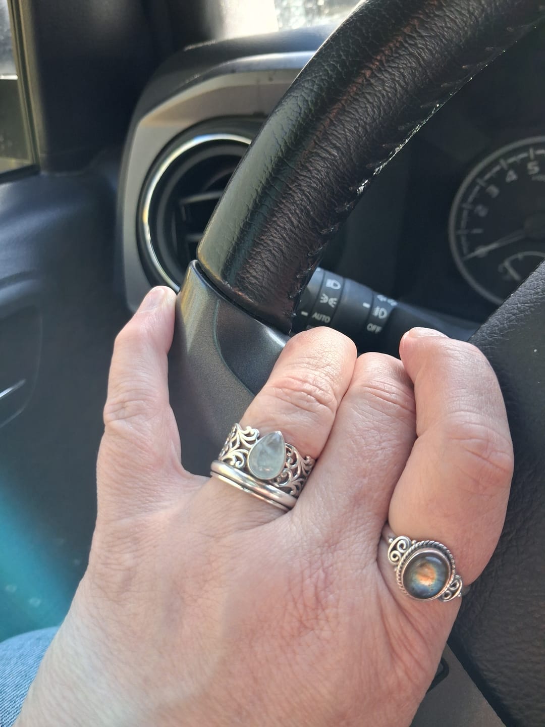 Customer photo review of Teardrop Aquamarine Fidget Ring Sterling Silver