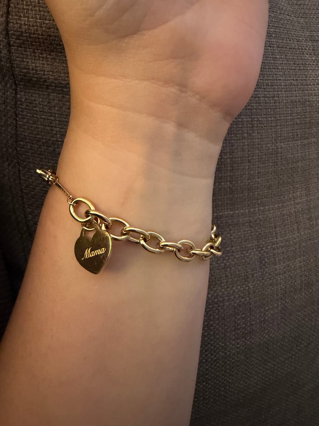 Customer photo review of Classic Chunky Engravable Heart Bracelet