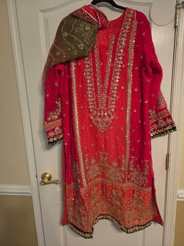 Customer photo review of Pure Chiffon Orange Embroidered Wedding Dress - WW341