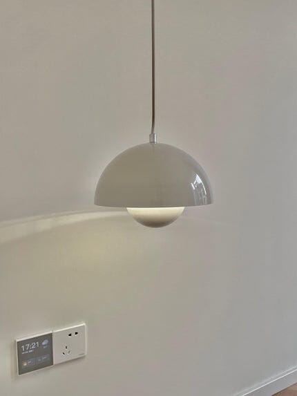 Customer photo review of Flowerpot Pendant Light, Dual-Dome Aluminum Shade, Hardwired Ceiling Fixture