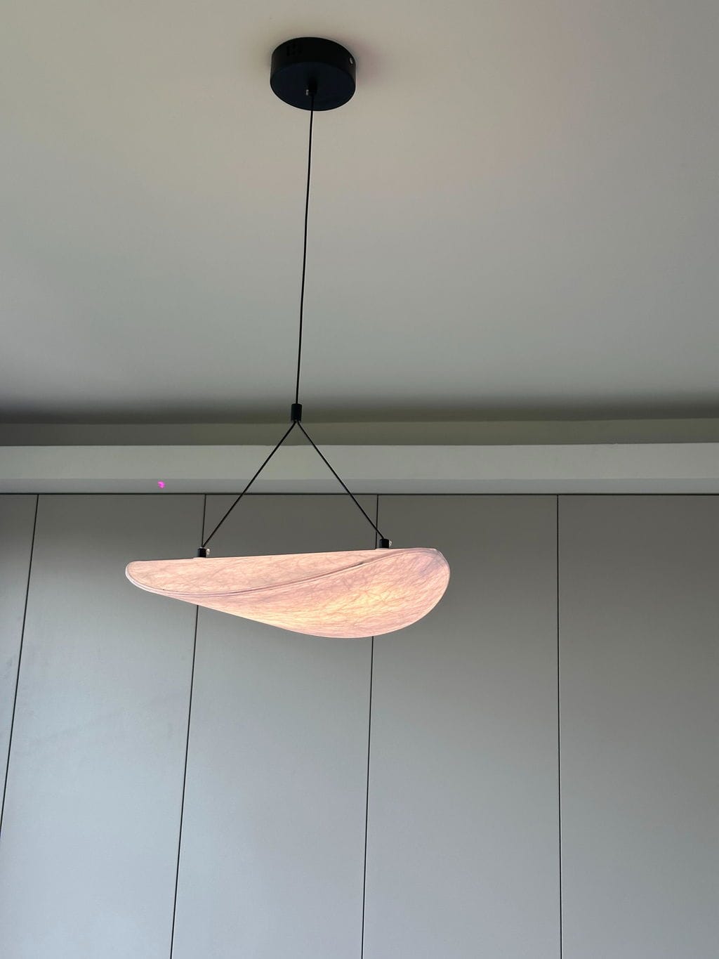 Customer photo review of Tense Pendant Light, Tyvek Paper Shade, White and Black, Warm Dimmable