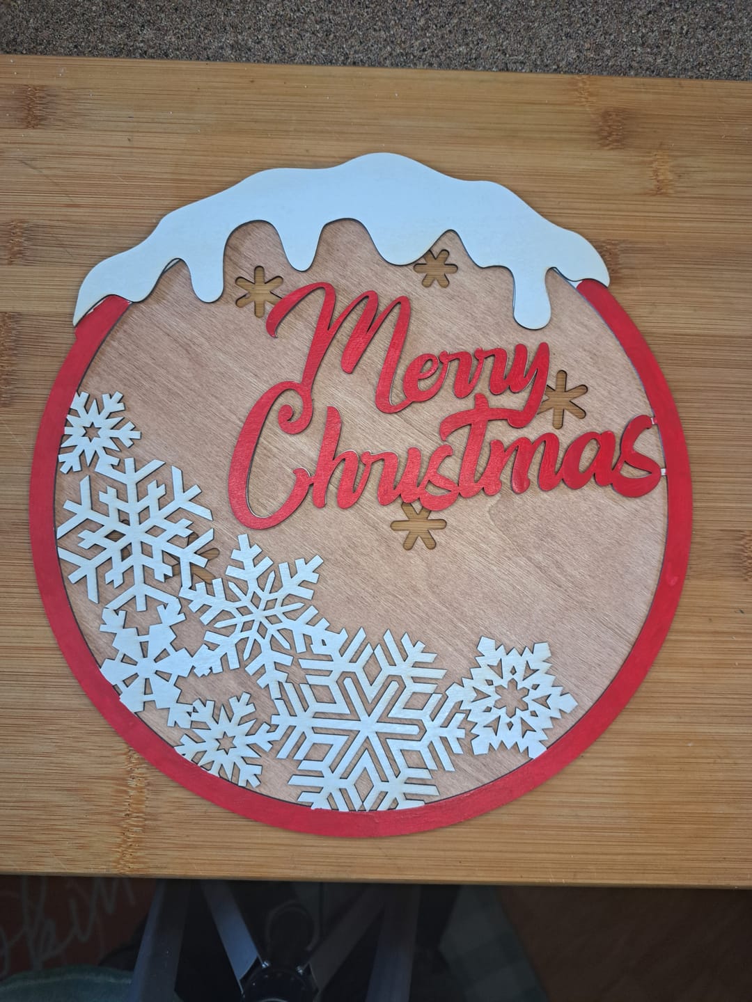 Customer photo review of Laser Cut Merry Christmas Round Door Hanger SVG