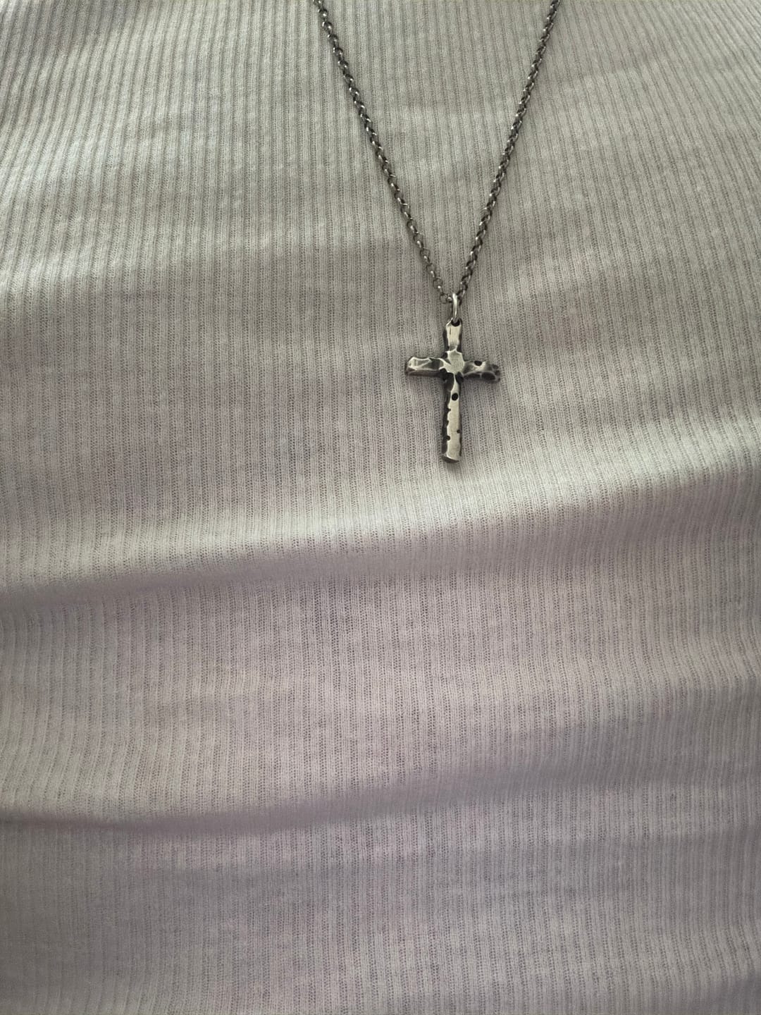Customer photo review of Hammered Cross Pendant